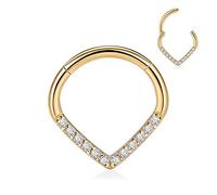 AROWRO Piercing en forme de goutte d'eau 16 G en acier chirurgical 316L pour septum, daith, boucles d'oreilles, septum, daith, rook, hélix, lobe, cartilage, bijoux CZ/opale/étoile/pyramide Desi, Acier