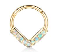 AROWRO Piercing en forme de goutte d'eau 16 G en acier chirurgical 316L pour septum, daith, boucles d'oreilles, septum, daith, rook, hélix, lobe, cartilage, bijoux CZ/opale/étoile/pyramide Desi, Acier