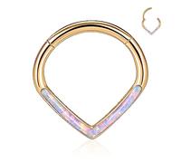 AROWRO Piercing en forme de goutte d'eau 16 G en acier chirurgical 316L pour septum, daith, boucles d'oreilles, septum, daith, rook, hélix, lobe, cartilage, bijoux CZ/opale/étoile/pyramide Desi, Acier