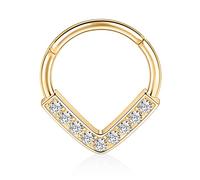 AROWRO Piercing en forme de goutte d'eau 16 G en acier chirurgical 316L pour septum, daith, boucles d'oreilles, septum, daith, rook, hélix, lobe, cartilage, bijoux CZ/opale/étoile/pyramide Desi, Acier