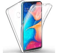 AROYI Coque Rigide en Silicone avec Protection à 360 degrés et façade en TPU Souple pour Compatible avec Samsung Galaxy A20e Clair