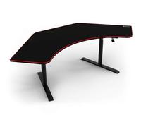 Arozzi Arena Angelo - Bureau Gaming en L avec Surface Mouse-Pad complète, Hauteur réglable 71-81 cm, Gestion des câbles et Support moniteurs. Surface Lavable - Noir