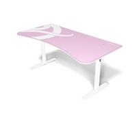 Arozzi Arena Bureau Gaming incurvé Ultra Large avec Tapis sur Toute la Surface, Support de Moniteur avec découpes et Filet de Gestion des câbles - [White Pink]