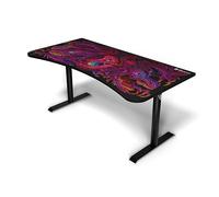 Arozzi Arena Bureau Gaming incurvé Ultra Large avec Tapis sur Toute la Surface, Support de Moniteur avec découpes et Filet de Gestion des câbles - [Crawling Chaos]