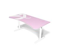 Arozzi Arena Bureau Gaming incurvé Ultra Large avec Tapis sur Toute la Surface, Support de Moniteur avec découpes et Filet de Gestion des câbles - [White Pink]