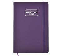 Arpan Agenda A5 avec logo personnalisé, ruban marque-page, fermeture élastique, papier 80 g/m², 136 feuilles, parfait pour le bureau, la maison, l'école, le travail (violet, logo)