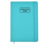 Arpan Agenda A5 avec logo personnalisé, ruban marque-page, fermeture élastique, papier 80 g/m², 136 feuilles, parfait pour le bureau, la maison, l'école, le travail (bleu, logo)