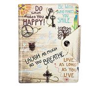 Arpan Agenda personnel A5 avec couverture en cuir rembourrée et bouton de fermeture Motif Slogans inspirants Crème