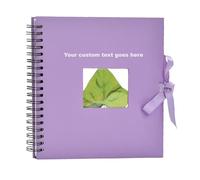 Arpan Album photo à spirales pour scrapbooking personnalisé, 26 x 25 cm, 50 pages (25 feuilles et 25 pages de couverture), couverture rigide avec fenêtre découpée, fermeture ruban (violet)