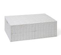 ARPAN Boîte de rangement en résine tissée pour dessous de lit, coffre à jouets, panier avec couvercle - Blanc (1 x moyen)