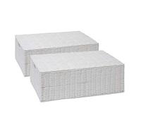 ARPAN Lot de 2 boîtes de Rangement en résine tressée avec Couvercle Blanc