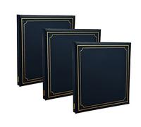 ARPAN Lot de 3 Albums Photos Auto-adhésifs 32 x 26 cm au Total 72 Feuilles 144 côtés Aspect Cuir Couverture rembourrée Bleu