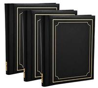 Arpan Lot de 3 grands albums photo autoadhésifs, 60 feuilles, 120 pages, Noir