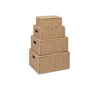 Arpan Lot de 4 Paniers de rangement en osier avec couvercles