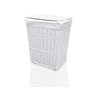 Arpan Panier à linge en osier blanc moyen avec doublure blanche