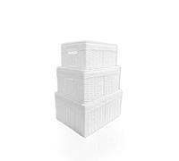 ARPAN Panier de Rangement en Papier tressé avec Doublure en Tissu Blanc, Blanc, Large, Meidum, Small