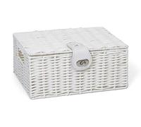 ARPAN Panier de Rangement en résine tressée avec Couvercle et Serrure Blanc