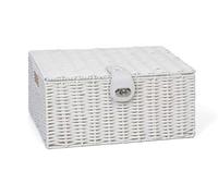 ARPAN Panier de Rangement en résine tressée avec Couvercle et Serrure Blanc Taille M
