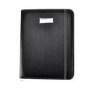 Arpan similicuir noir pourDossier de Conférence zippé de taille A5 avec double bloc-notes A5, Calculatrice, stylo, cartes- parfait pour des réunions, des conférences (noir)