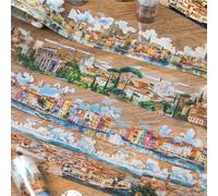 Arpaper Accessoires de scrapbooking autocollants, 4 rouleaux de ruban Washi transparent en PET pour albums photos, calendriers, scrapbooking (Voyage autour de l'Europe)