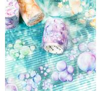 Arpaper Lot de 6 rouleaux d'autocollants pour scrapbooking - En PET Bubble - Esthétique - Décoration pour journal, accessoires de bullet journal, journal de voyage, ordinateur portable, album photo