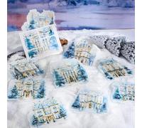 Arpaper Scrapbooking Stickers accessoires 60 pièces neige scénario autocollants esthétiques PET matériel autocollants décoratifs pour scrapbooking, journalisation, album bricolage (hiver neige