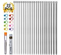 ARPDJK Lot de 11 Paires D'aiguilles à Tricoter Circulaires en Acier Inoxydable à Pointe avec Marqueurs de Point, Aiguilles à Gros Oeil Emoussées, Accessoires pour Débutants