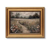 ARPEOTCY Tableau mural vintage avec cadre doré - Décoration murale avec motifs de paysages - Impression sur toile pour salon et chambre à coucher - Fleurs sauvages - 25 x 20 cm