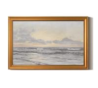 ARPEOTCY Tableau mural vintage avec cadre doré - Décoration murale avec motifs de paysages - Pour salon et chambre à coucher - Mer - 61 x 91,5 W