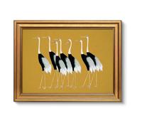 ARPEOTCY Tableau mural vintage avec cadre doré pour salon, décoration murale avec motifs d'animaux, tableaux muraux sur toile, pour salon et chambre à coucher, sept grues 40 x 30 cm