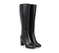 ARPINO Bottes Hiver Femmes, Bottes Haute en Cuir PU Bottes Hautes Cuissardes Boots De Neige Mollets Larges,Noir,38 EU