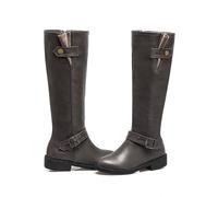 ARPINO Bottes Mollets Larges Femme Equitation Bottes De Chevalier Talons Bas Botte Cavalières,Gris,39 EU