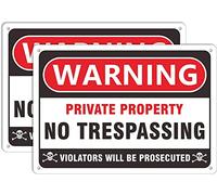 ARPINO Lot de 2 panneaux d'avertissement en étain 20,3 x 30,5 cm avec inscription « No Trespassing »