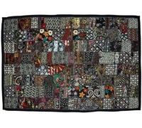 Arprani Chemin de table indien à suspendre - Broderie à la main - Vintage - Tapisserie patchwork - Décoration murale bohème - Art mural traditionnel pour salon