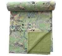 Arprani Courtepointes en coton king size floral, ensemble de literie queen, kantha couette jeté, couvre-lit en coton bohème, couvertures de l'Inde