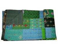 Arprani Couvertures indiennes - Couverture Kantha faite à la main - Ensemble de couette vintage pour grand lit - Couvre-lit en coton pour canapé - Parure de lit pour très grand lit