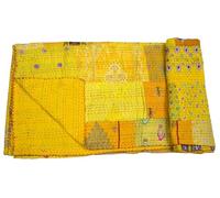 Arprani Couvertures indiennes - Couverture Kantha faite à la main - Ensemble de couette vintage pour grand lit - Couvre-lit en coton pour canapé - Parure de lit pour très grand lit