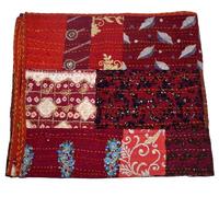 Arprani Couvertures indiennes - Couverture Kantha faite à la main - Ensemble de couette vintage pour grand lit - Couvre-lit en coton pour canapé - Parure de lit pour très grand lit