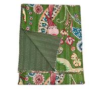 Arprani Couvre-lit d'été Kantha floral indien fait à la main en coton réversible patchwork couverture Queen King