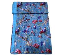 Arprani Couvre-lits kantha indiens 100% coton faits à la main Ensembles de couvre-lits de designer Literie réversible Ensembles de couvre-lits de luxe Motifs oiseaux vintage et fleurs