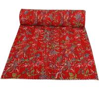 Arprani Couvre-lits kantha indiens 100% coton faits à la main Ensembles de couvre-lits de designer Literie réversible Ensembles de couvre-lits de luxe Motifs oiseaux vintage et fleurs