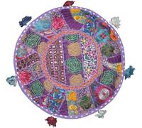 Arprani Housse de pouf indien brodé ethnique en coton indien - Housse de pouf rond - Décoration ethnique