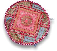 Arprani Housse de pouf indien brodé ethnique en coton indien - Housse de pouf rond - Décoration ethnique