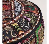 Arprani Housse de pouf indien brodé ethnique en coton indien - Housse de pouf rond - Décoration ethnique