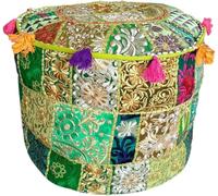Arprani housse de pouf ottoman décoratif patchwork confortable ottoman ethnique coton coussin pouf motifs sol brodé housse de pouf