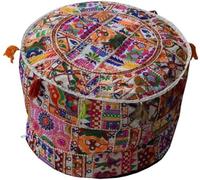 Arprani housse de pouf ottoman décoratif patchwork confortable ottoman ethnique coton coussin pouf motifs sol brodé housse de pouf