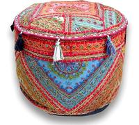 Arprani housse de pouf ottoman décoratif patchwork confortable ottoman ethnique coton coussin pouf motifs sol brodé housse de pouf