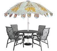 Arprani Parasol de jardin pour table-parapluies indiens pour la décoration-patio en gros perasols en vrac fait à la main coton multicolore parasol, Jaune/blanc, 177-W x 228-H Centimeter