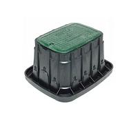 Arquette Rain Bird HDPE Jumbo avec corps noir et couvercle vert avec couvercle de fermeture à vis [70 x 53 x 31 cm] 2 grandes languettes, tuyaux jusqu'à 75 mm + 11 languettes tuyaux jusqu'à 0,5 cm.