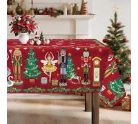 Arquiel Casse-Noisette Nappe De NoëL, Nappe De Table Hiver Fleurs Rouge Rectangulaire Antitache Imperméable Lavable pour Cuisine FêTe De NoëL Vacances DéCoration D'IntéRieur(140x180cm)
